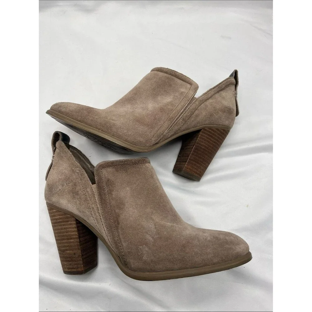Vince Camuto Francia Taupe Suede Ankle Booties